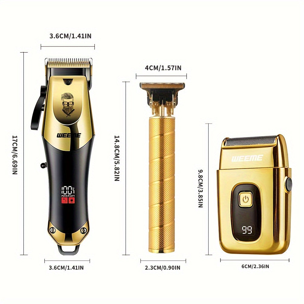 Golden Hair Cutting Three-Piece Set, Men'S Grooming Kit