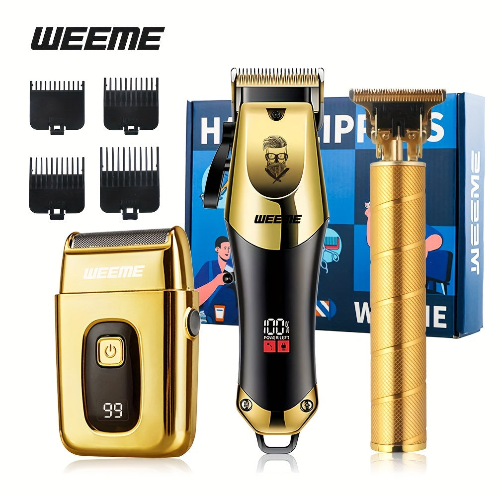 Golden Hair Cutting Three-Piece Set, Men'S Grooming Kit