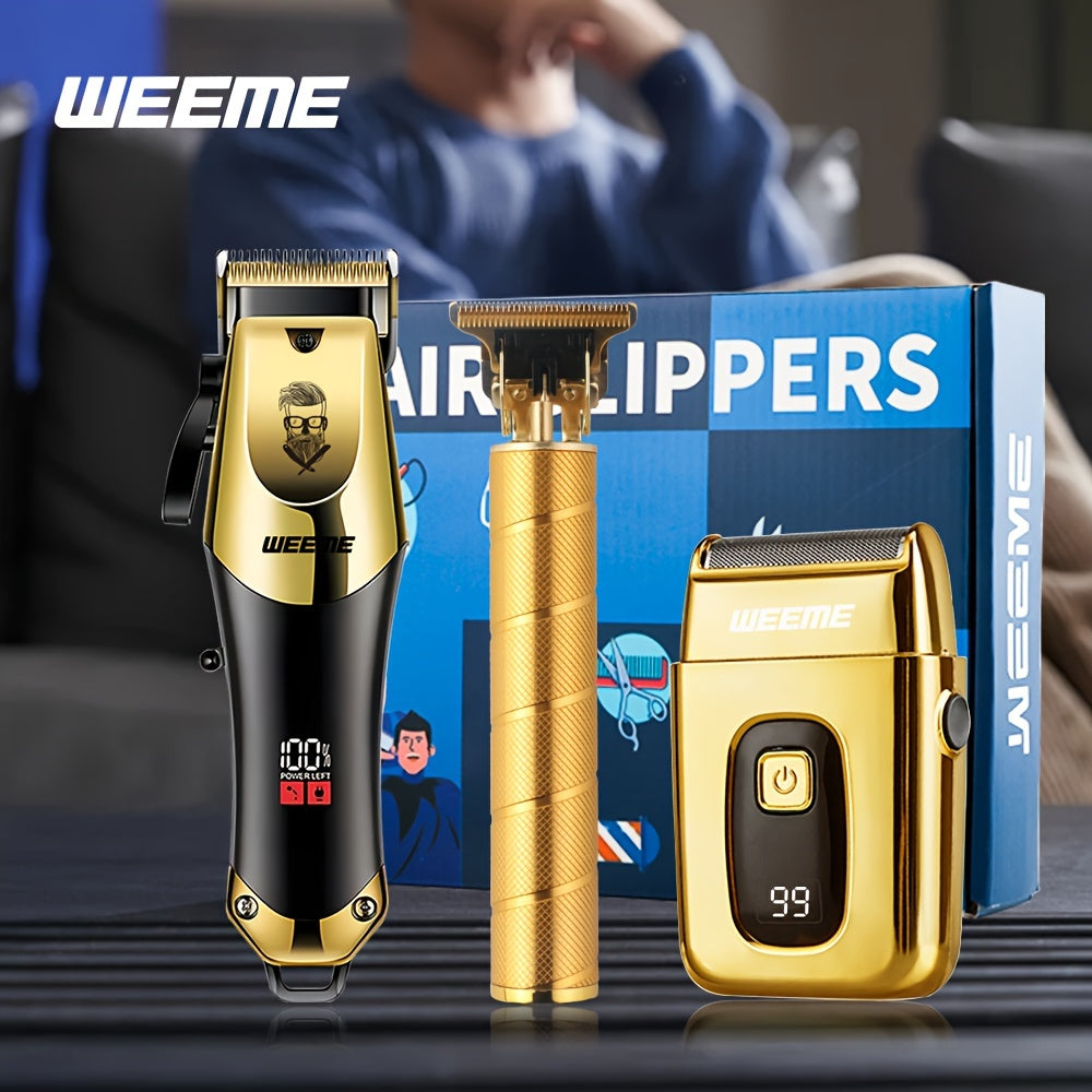 Golden Hair Cutting Three-Piece Set, Men'S Grooming Kit